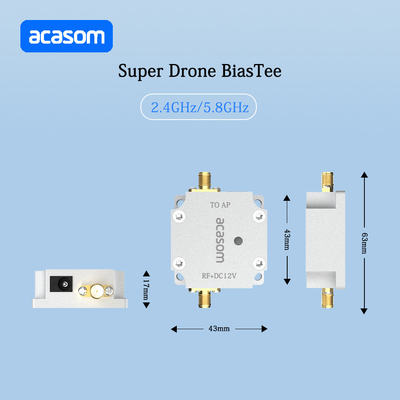 12V Super Drone Bias Tee از دست دادن ورودی کم ≤0.4dB برای قدرت ورودی ≤40dBm و 2.4-2.5GHz