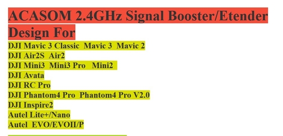 افزونه سیگنال RF 2400MHz برای هواپیماهای بدون سرنشین Dji FPV EVO کارایی بالا